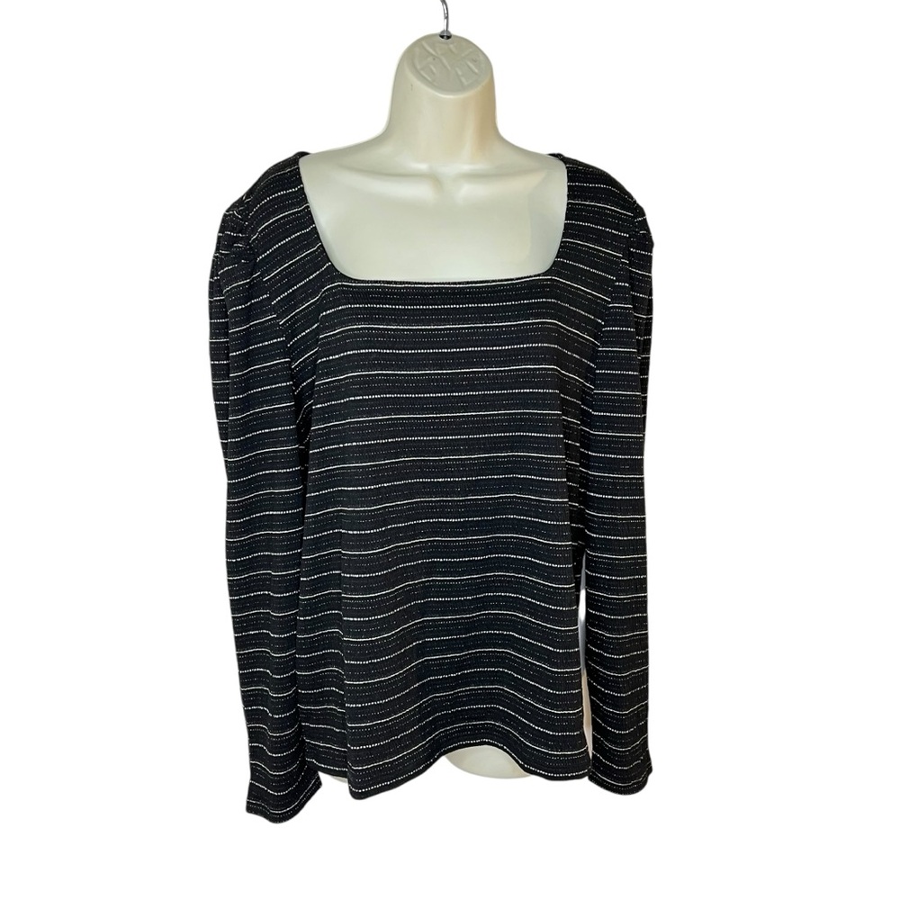 LOFT Black and Silver Metallic Dressy Statement  Going Out Top NWT